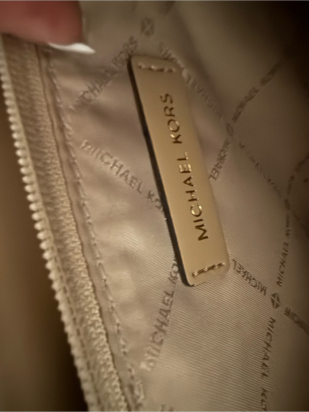 Michael Kors Beige and Yellow Stripe Satchel Handbag with Crossbody & bag charm! - Picture 6 of 15
